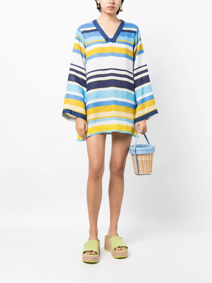 Rainbow V-Neck Linen Tunic