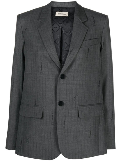 Logo-Striped Single-Breasted Blazer