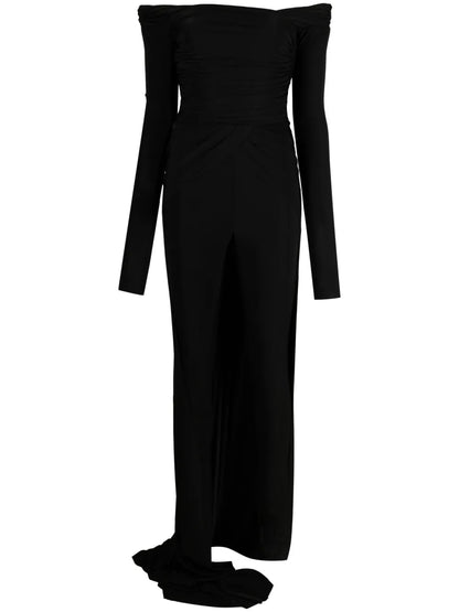 Off-Shoulder Fishtail Draped Jumpsuit