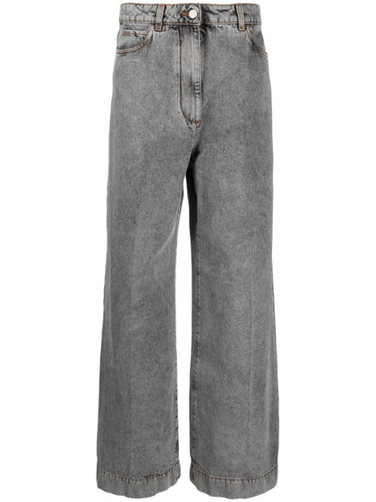 Pegaso-Embroidered Wide-Leg Jeans