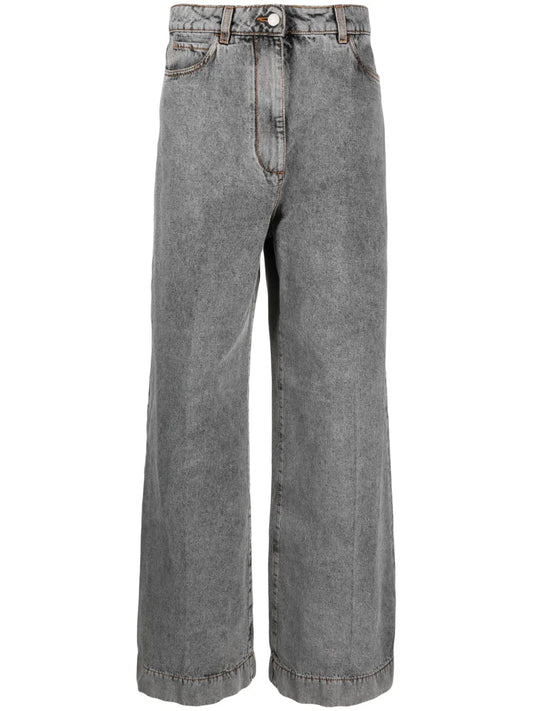 Pegaso-Embroidered Wide-Leg Jeans