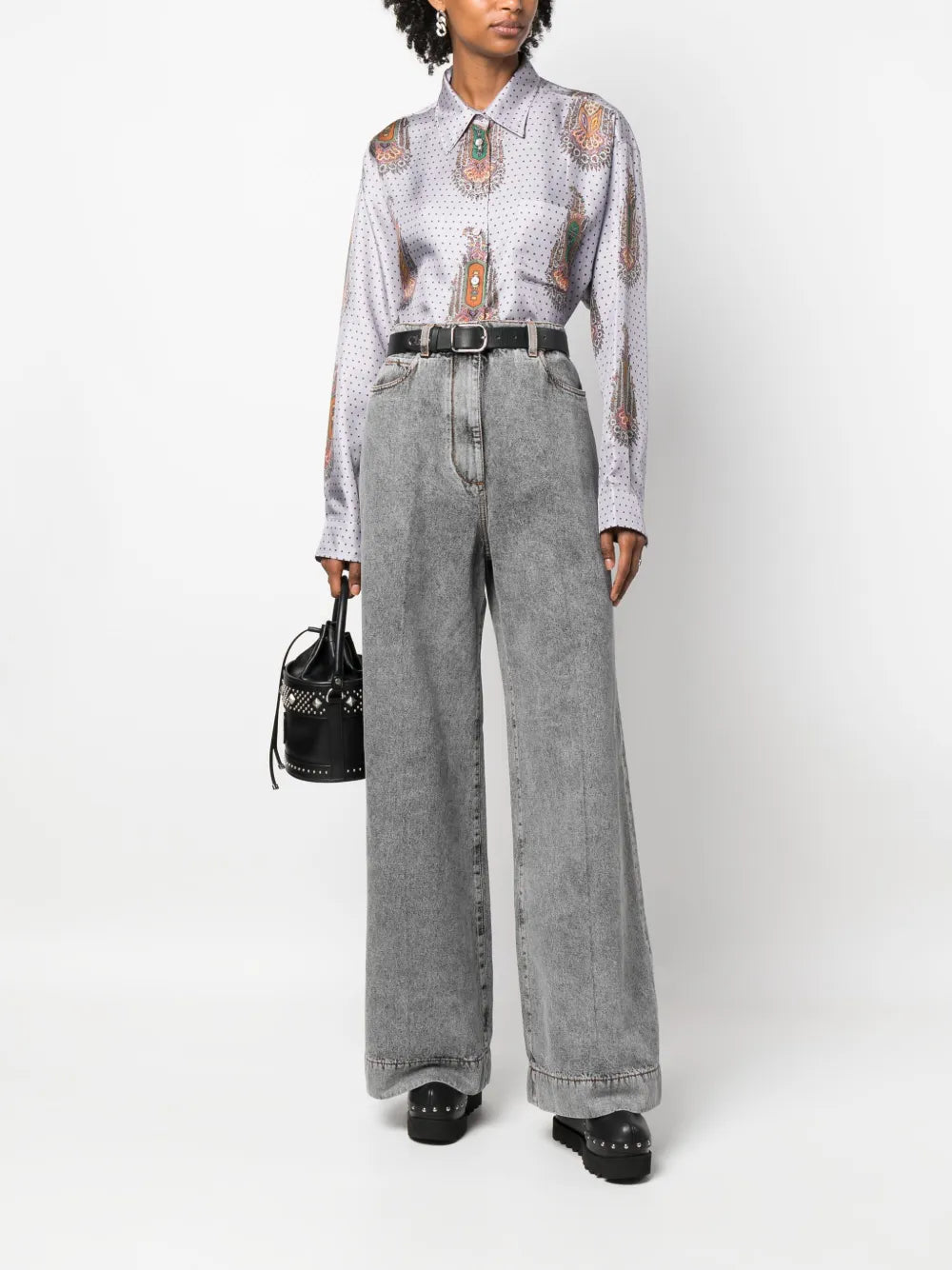Pegaso-Embroidered Wide-Leg Jeans