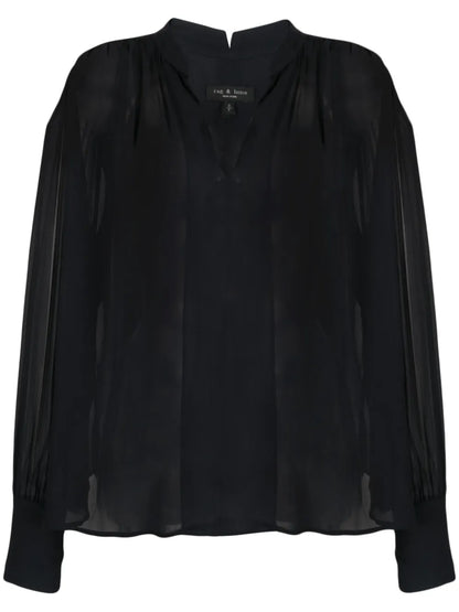 Lightweight Oversized Split-Neck Blouse