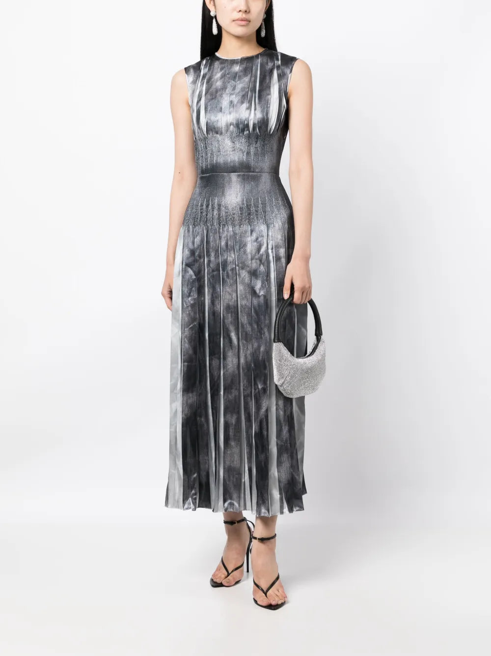 Box-Pleated Sleeveless Maxi Dress