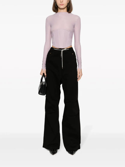 Drawstring-Waistband Cotton Trousers