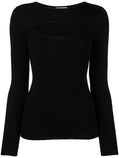 Cut-Out Fine-Ribbed Jumper