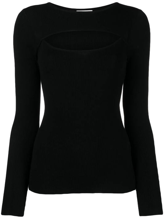Cut-Out Fine-Ribbed Jumper