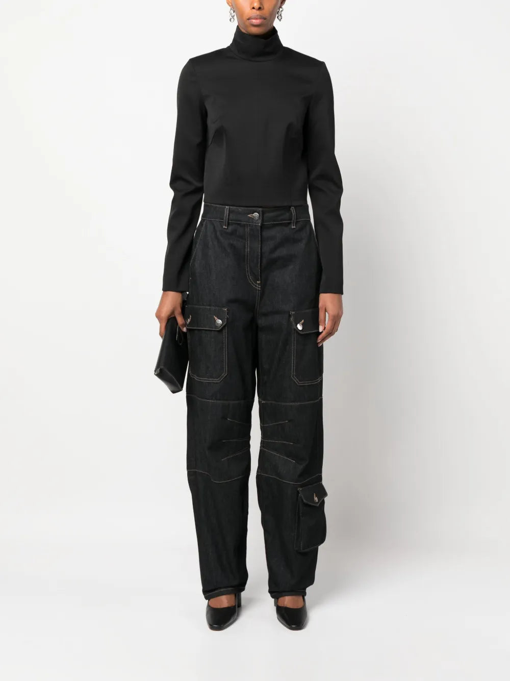 Cropped High Neck Blouse