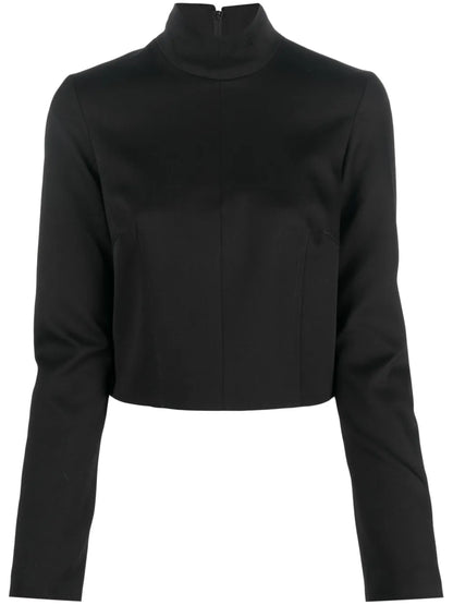 Cropped High Neck Blouse