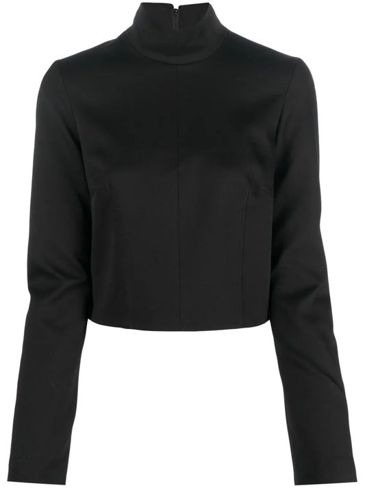 Cropped High Neck Blouse