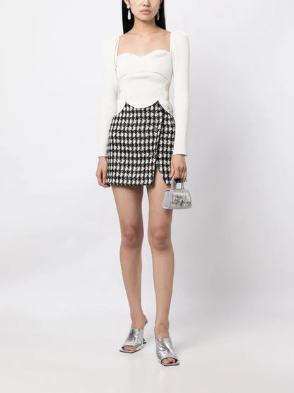 Houndstooth Bouclé Skirt