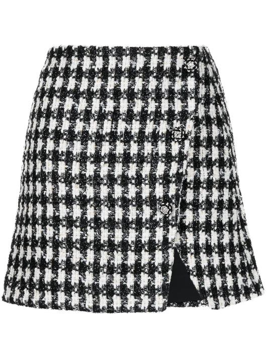 Houndstooth Bouclé Skirt