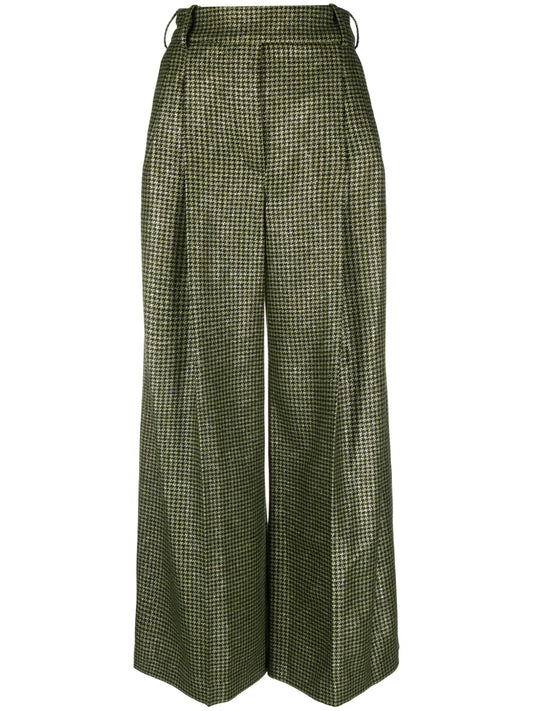 Houndstooth-Pattern Palazzo Pants