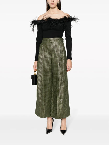 Houndstooth-Pattern Palazzo Pants