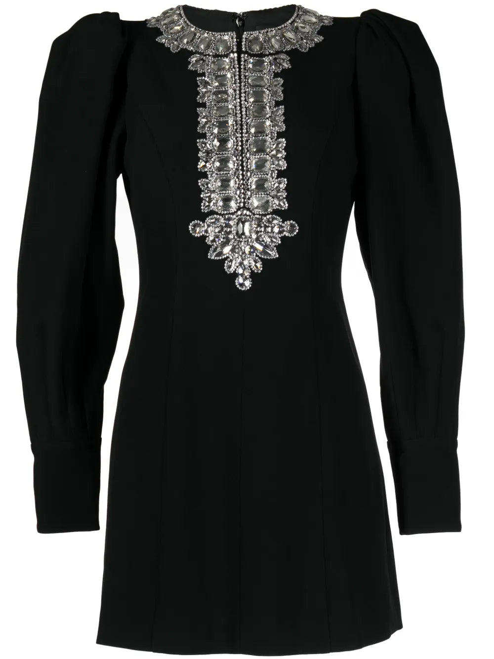Crystal-Embellished Puff-Sleeve Minidress