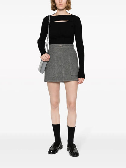 Cut-Out Ribbed Knitted Top