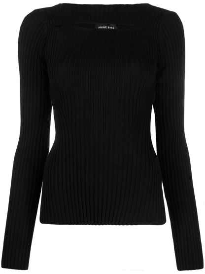 Cut-Out Ribbed Knitted Top