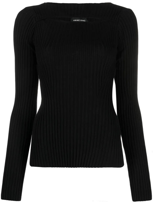Cut-Out Ribbed Knitted Top