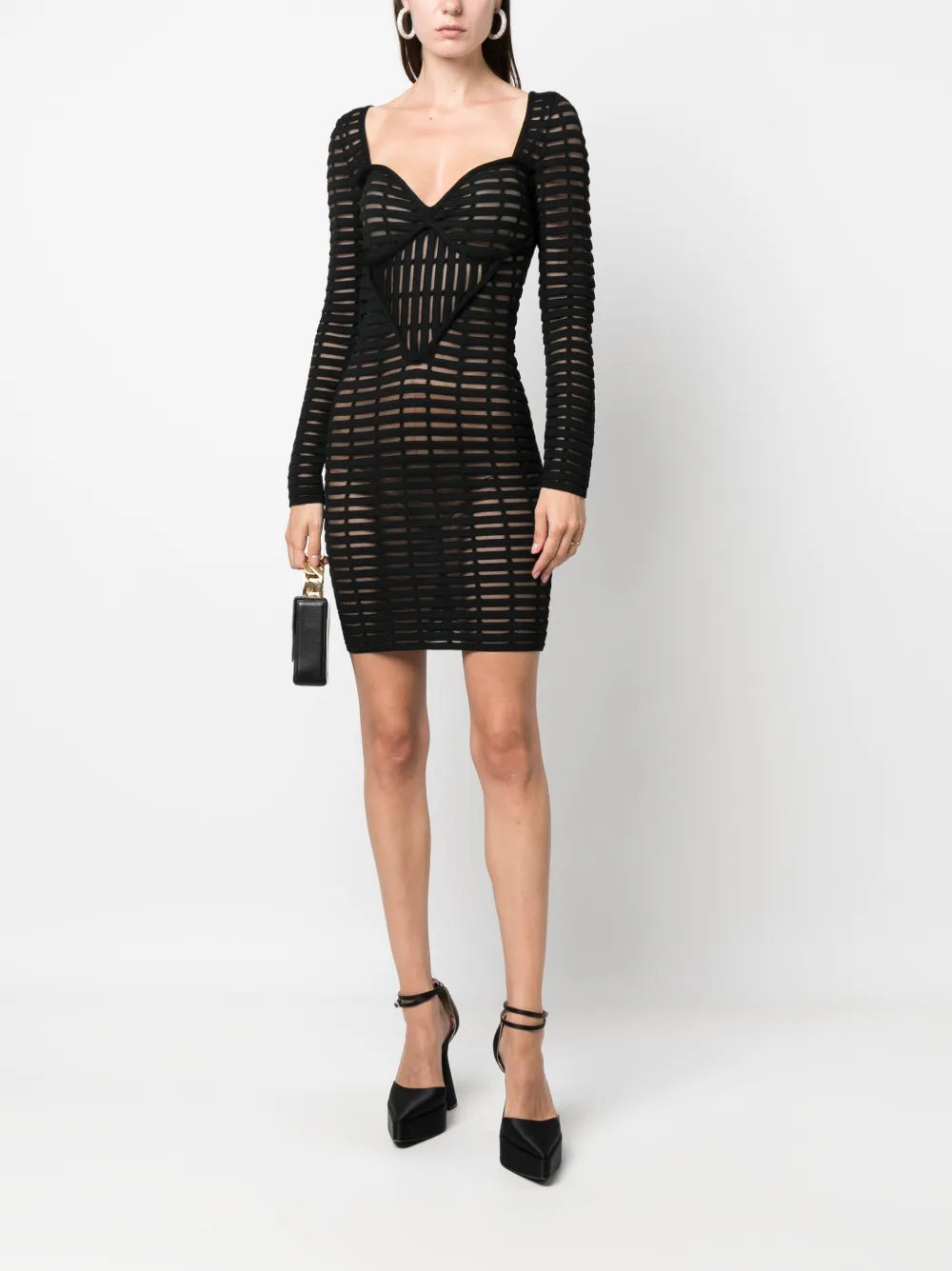 Open-Knit Bustier Minidress