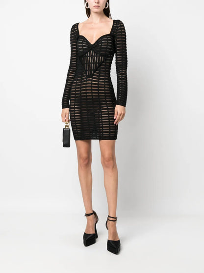 Open-Knit Bustier Minidress