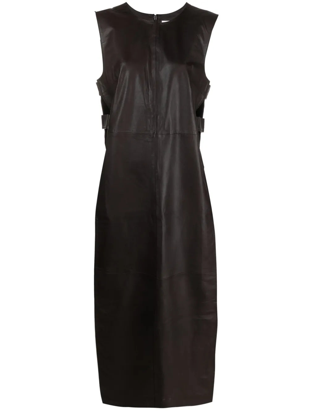 Adjustable-Strap Leather Maxi Vest