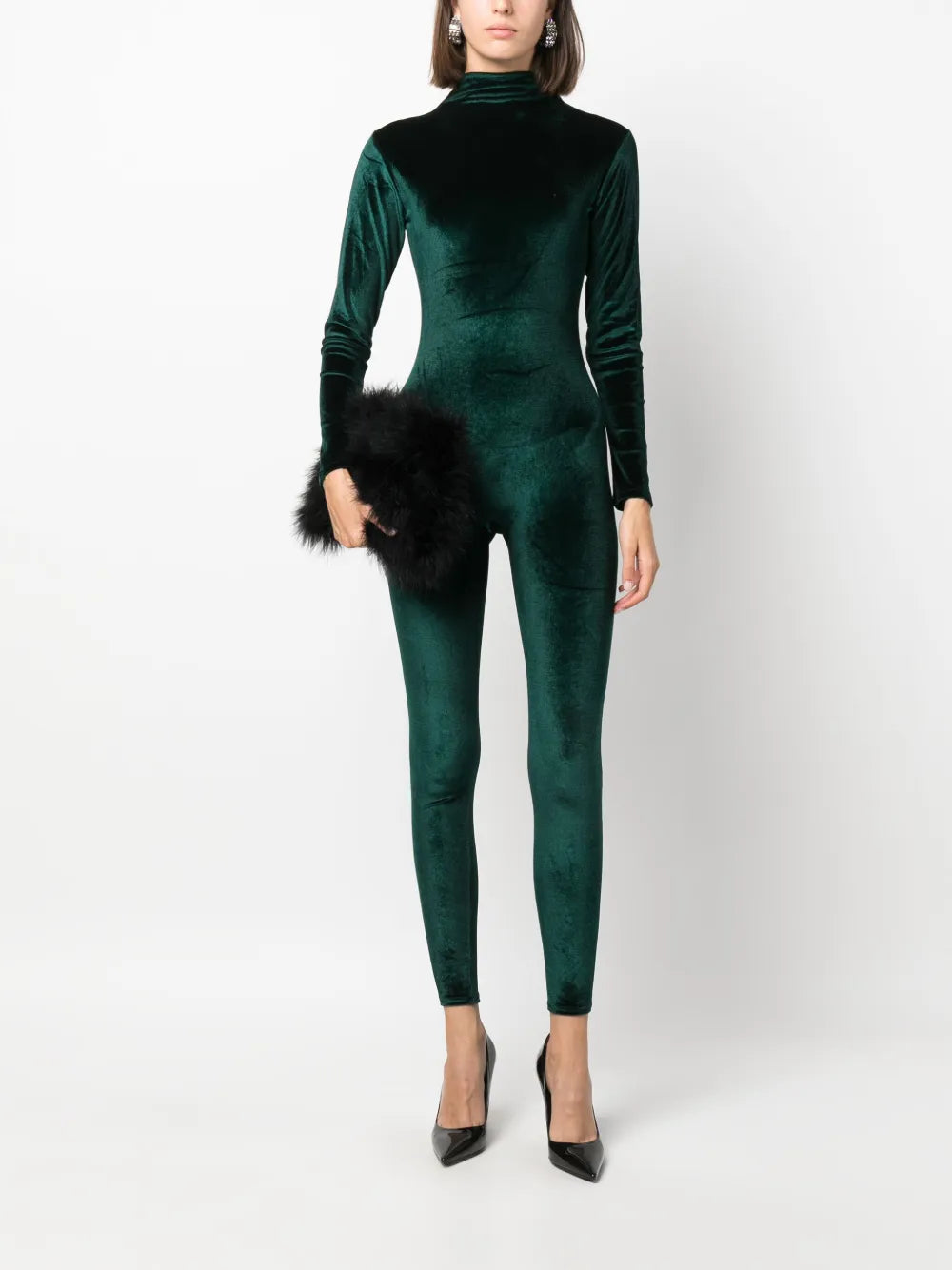 Velvet High-Neck Jumpsuit