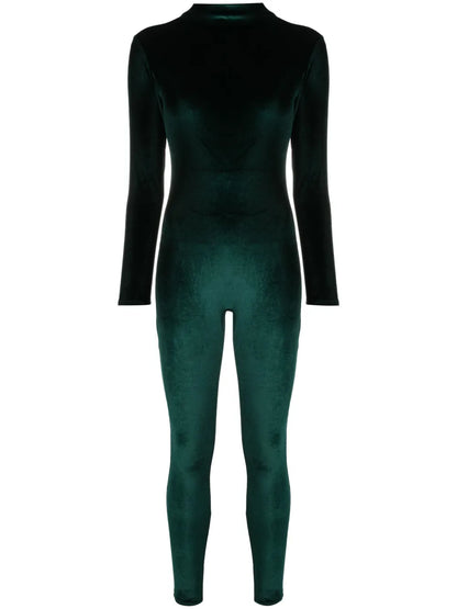 Velvet High-Neck Jumpsuit