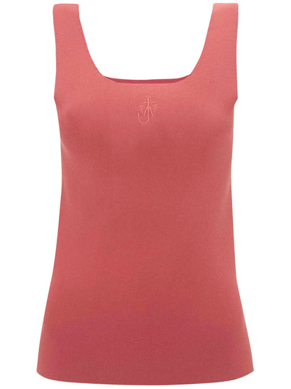 Jw-Embroidered Ribbed Tank Top