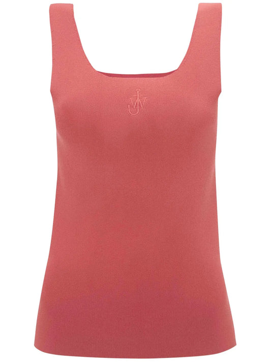 Jw-Embroidered Ribbed Tank Top