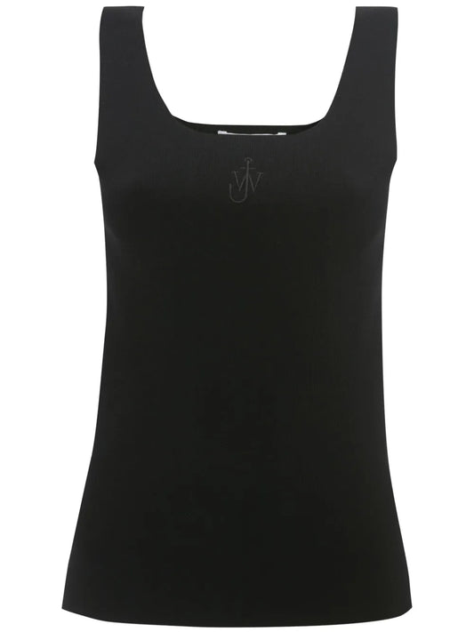 Anchor-Embroidered Square-Neck Tank Top