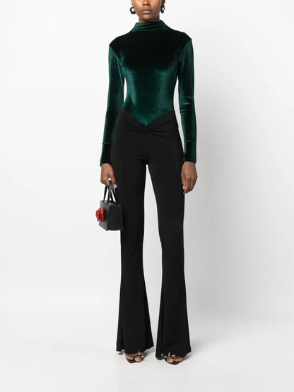 Mock-Neck Velvet Bodysuit