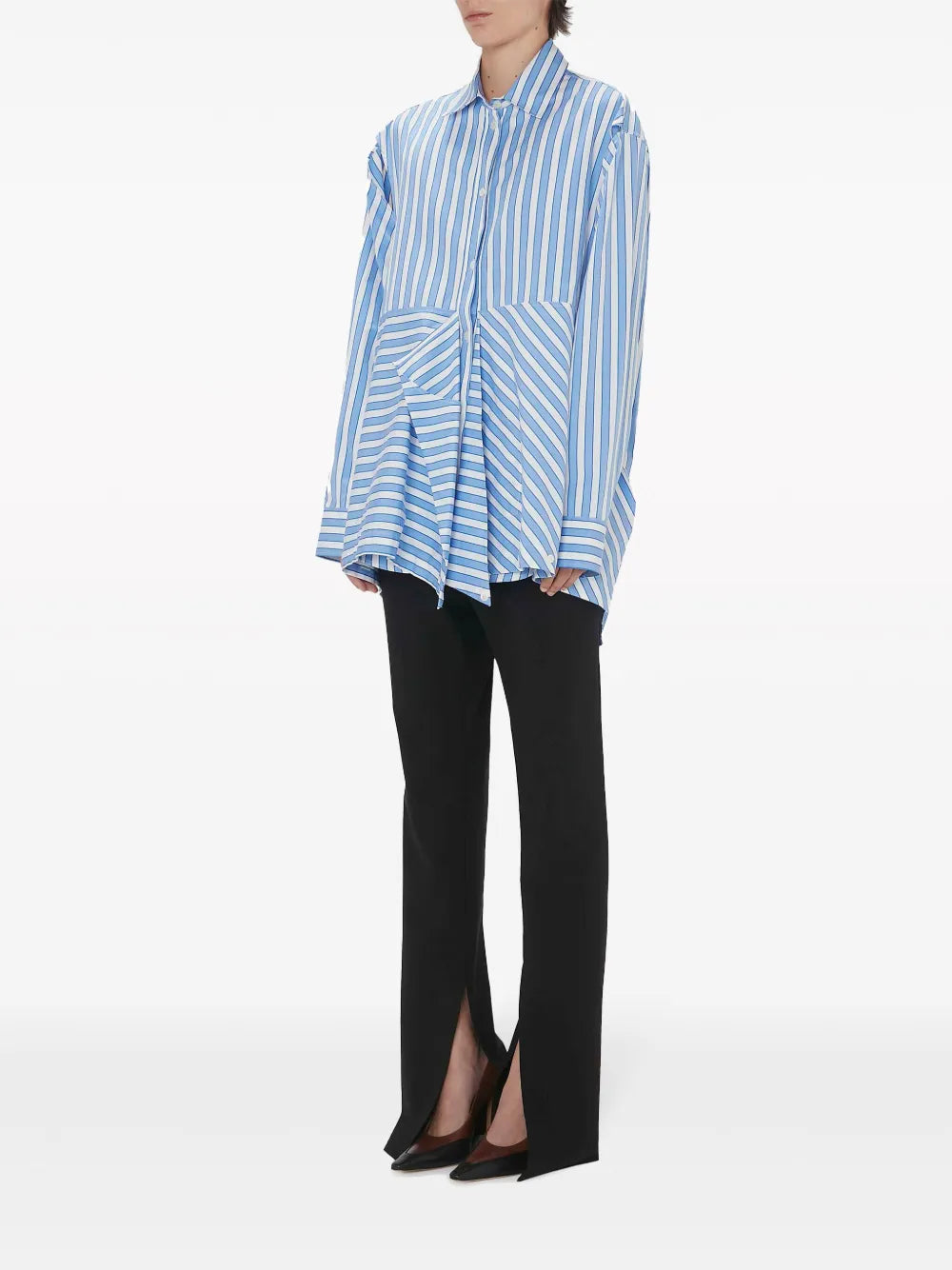 Striped Draped Cotton Shirt