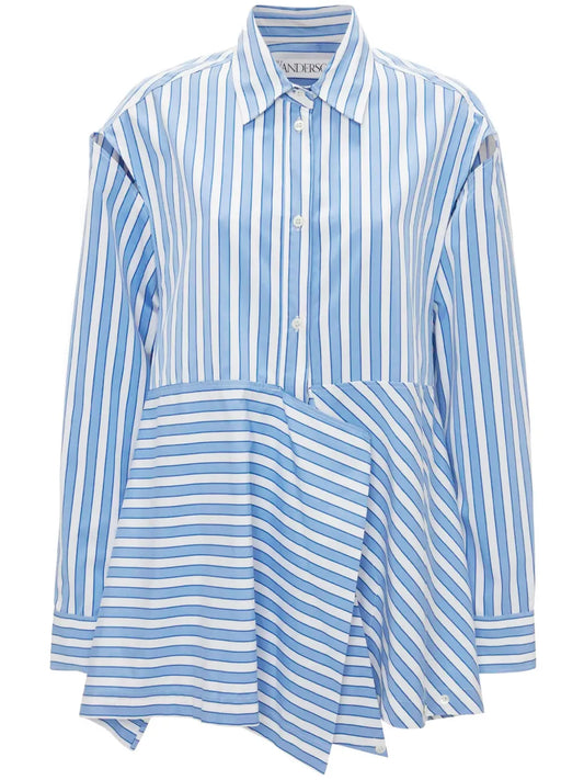 Striped Draped Cotton Shirt