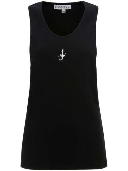 Logo-Embroidered Ribbed-Knit Top