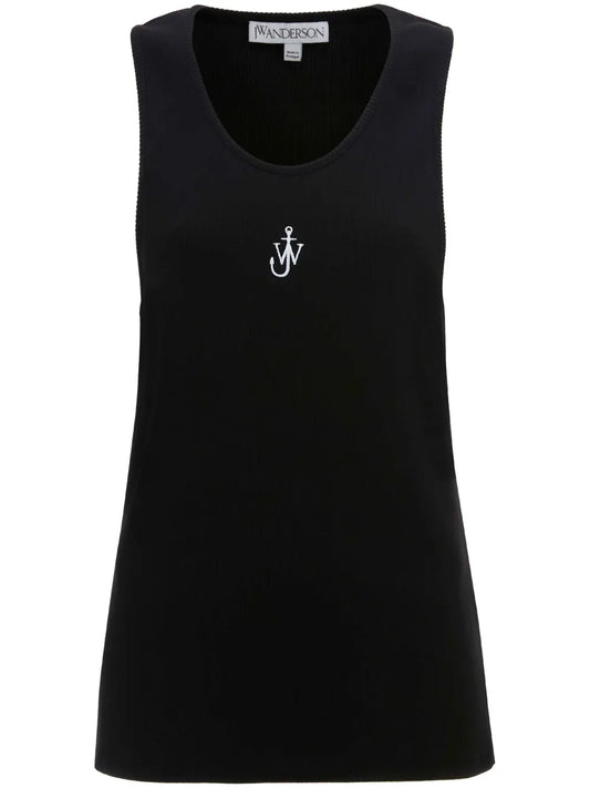 Logo-Embroidered Ribbed-Knit Top