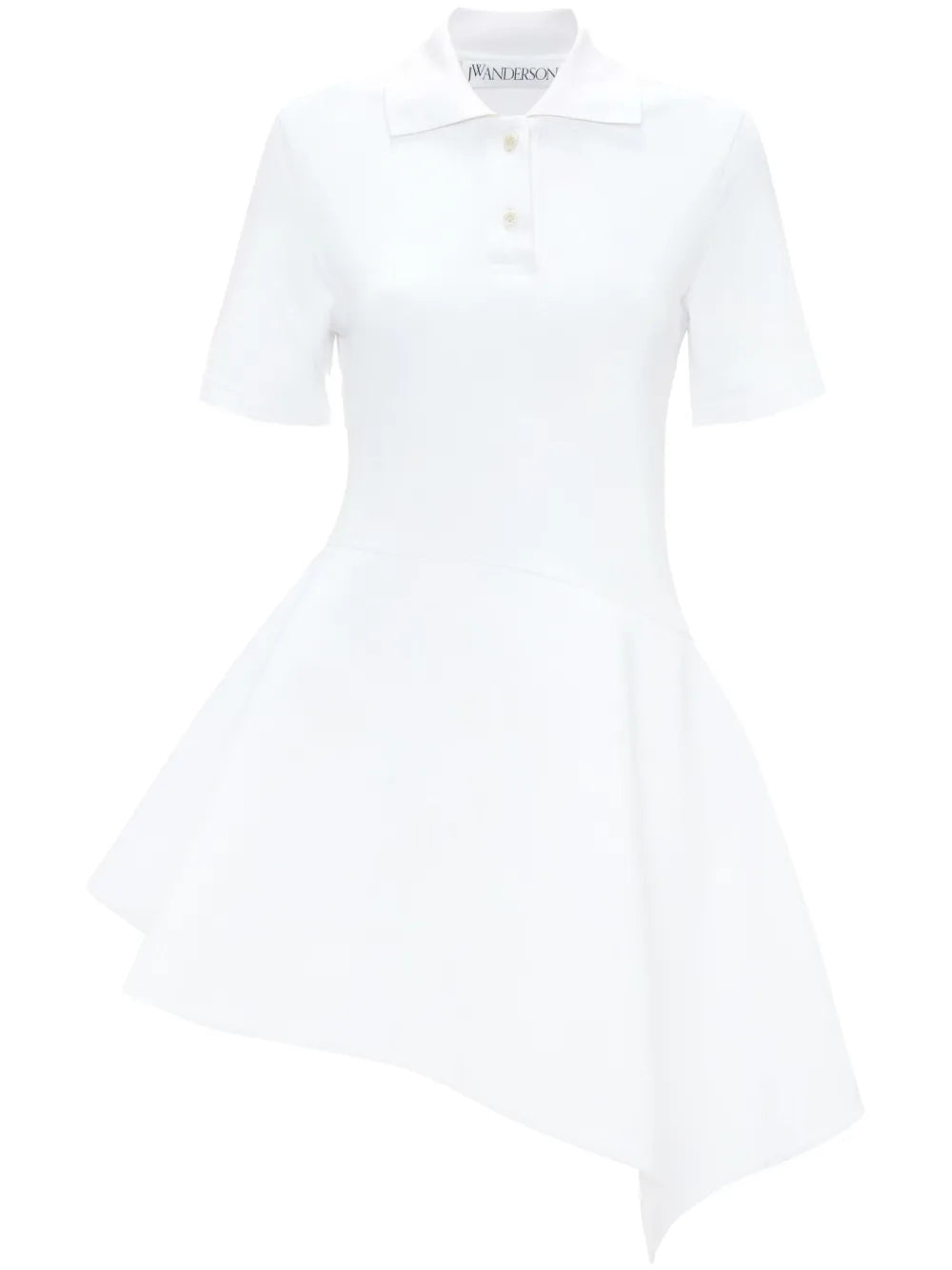 Polo-Collar Cotton Asymmetric Dress