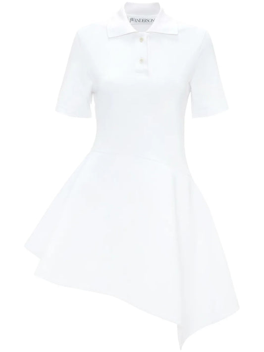 Polo-Collar Cotton Asymmetric Dress