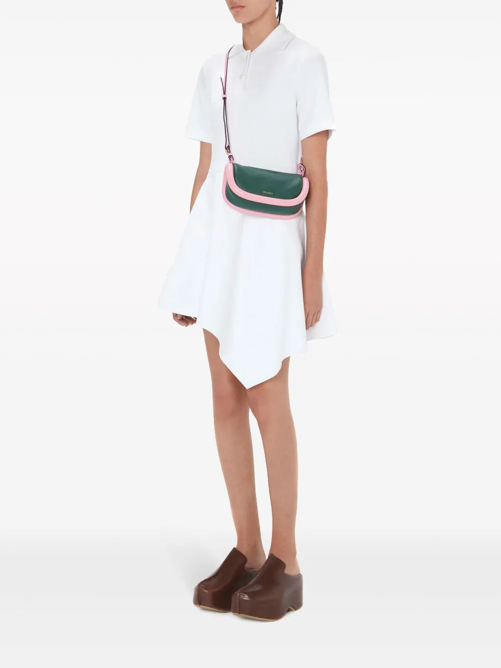 Polo-Collar Cotton Asymmetric Dress