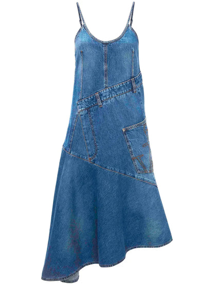 Asymmetric Cotton Denim Dress