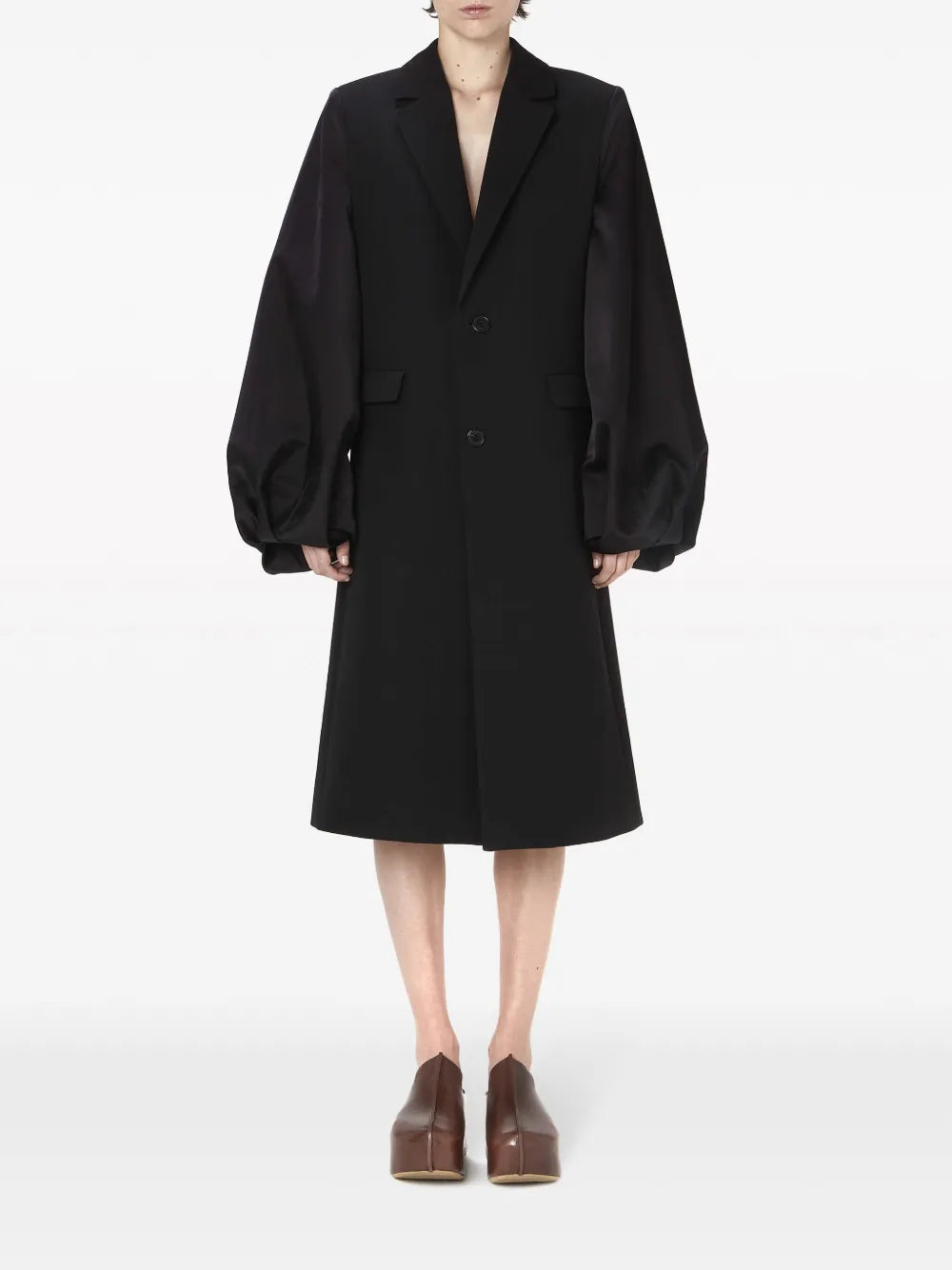 Balloon-Sleeve Long Coat