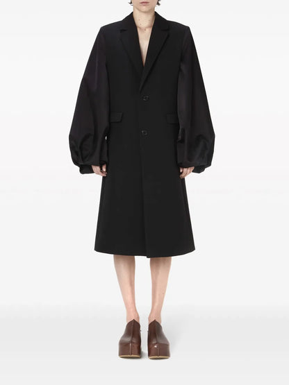 Balloon-Sleeve Long Coat
