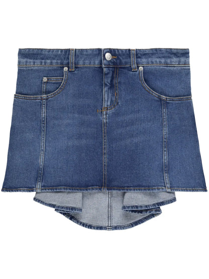 High-Low Denim Mini Skirt