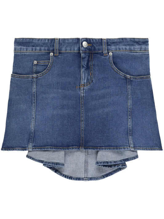 High-Low Denim Mini Skirt