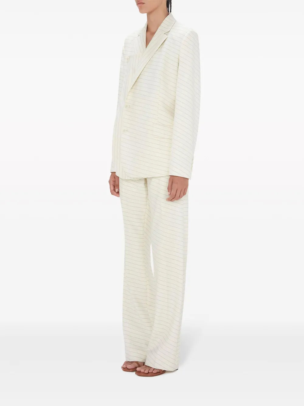 Pinstripe-Pattern Layered Blazer