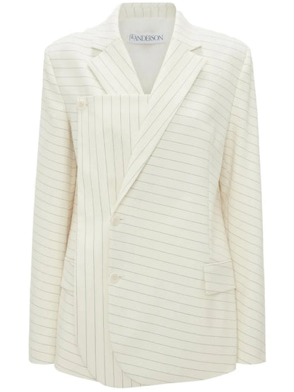 Pinstripe-Pattern Layered Blazer