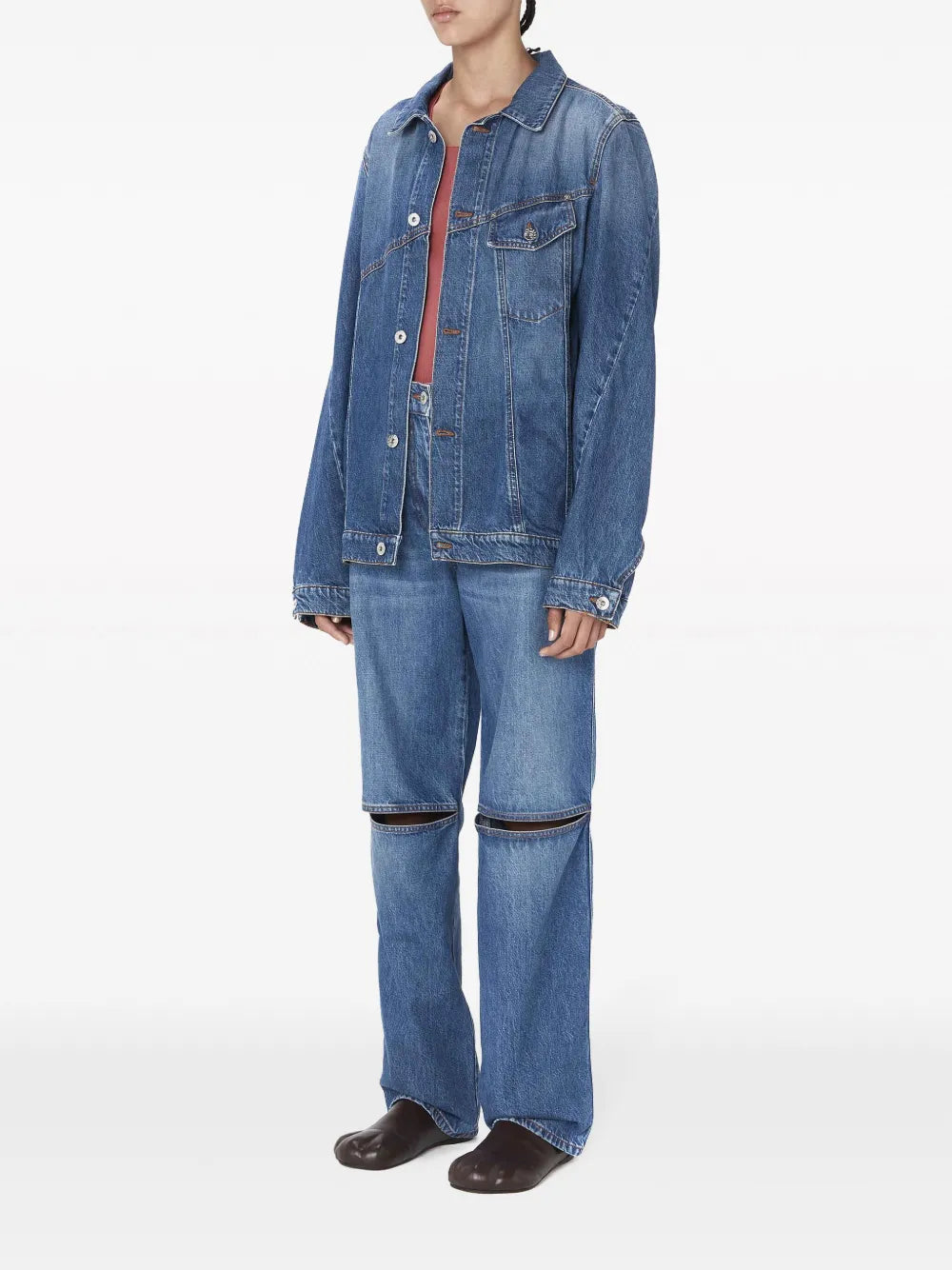 Cut-Out Bootcut Jeans