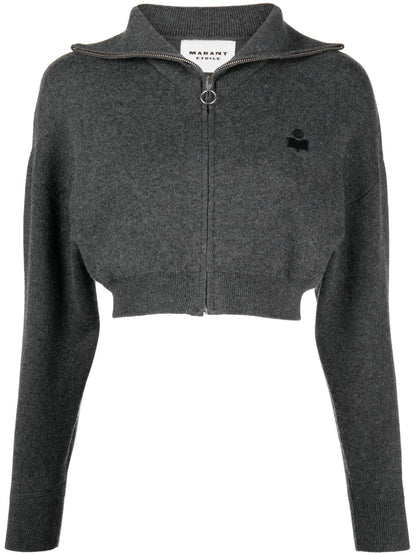 Oxane Zip-Up Cropped Cardigan