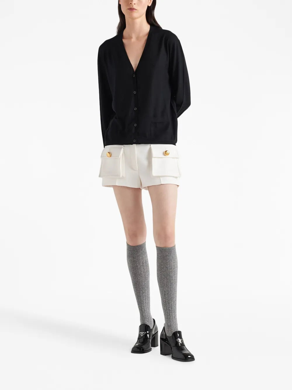 V-Neck Wool-Cashmere Cardigan