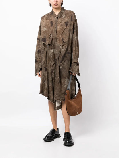 Irratic Fold Collage Shirtdress