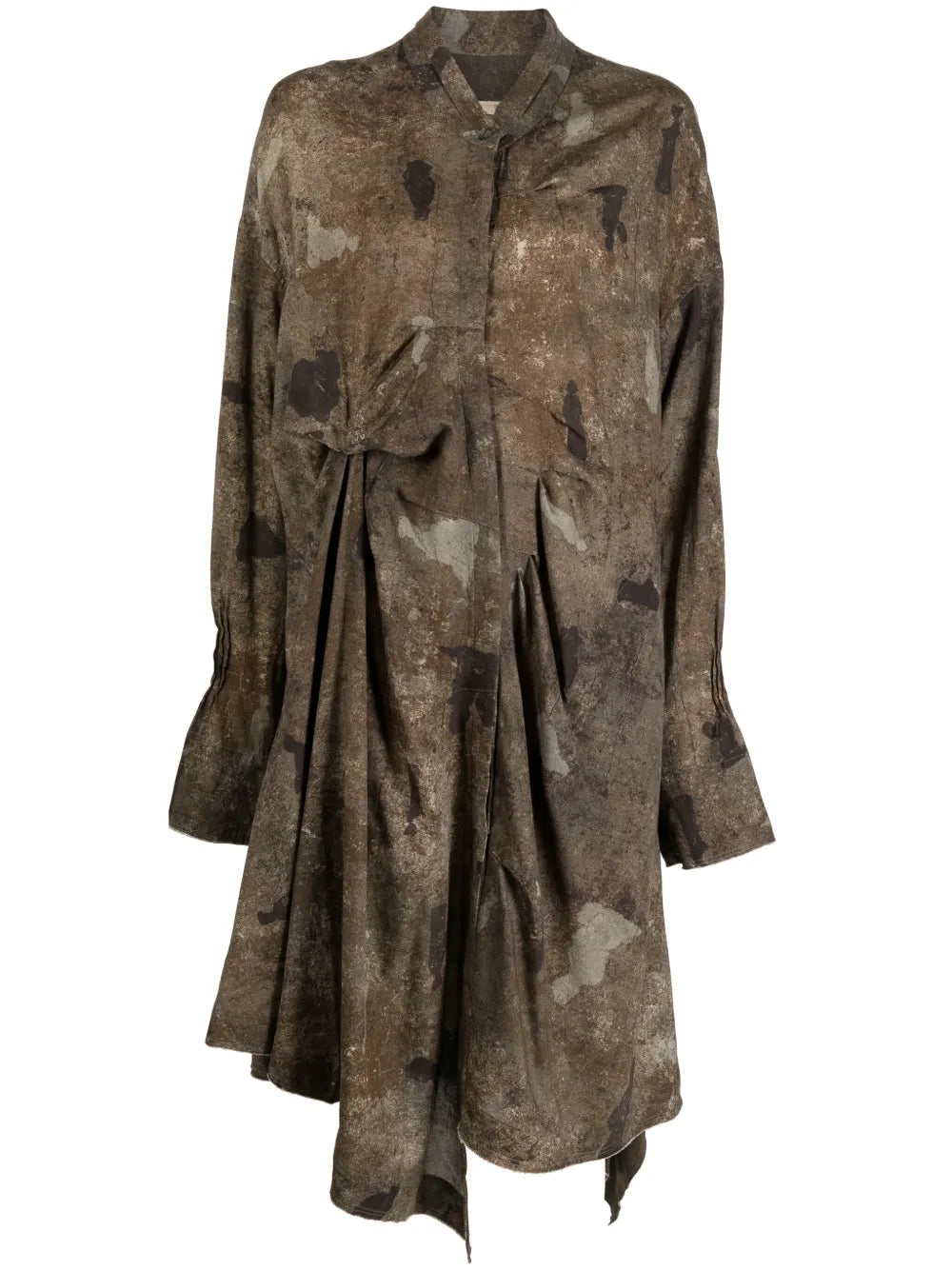Irratic Fold Collage Shirtdress